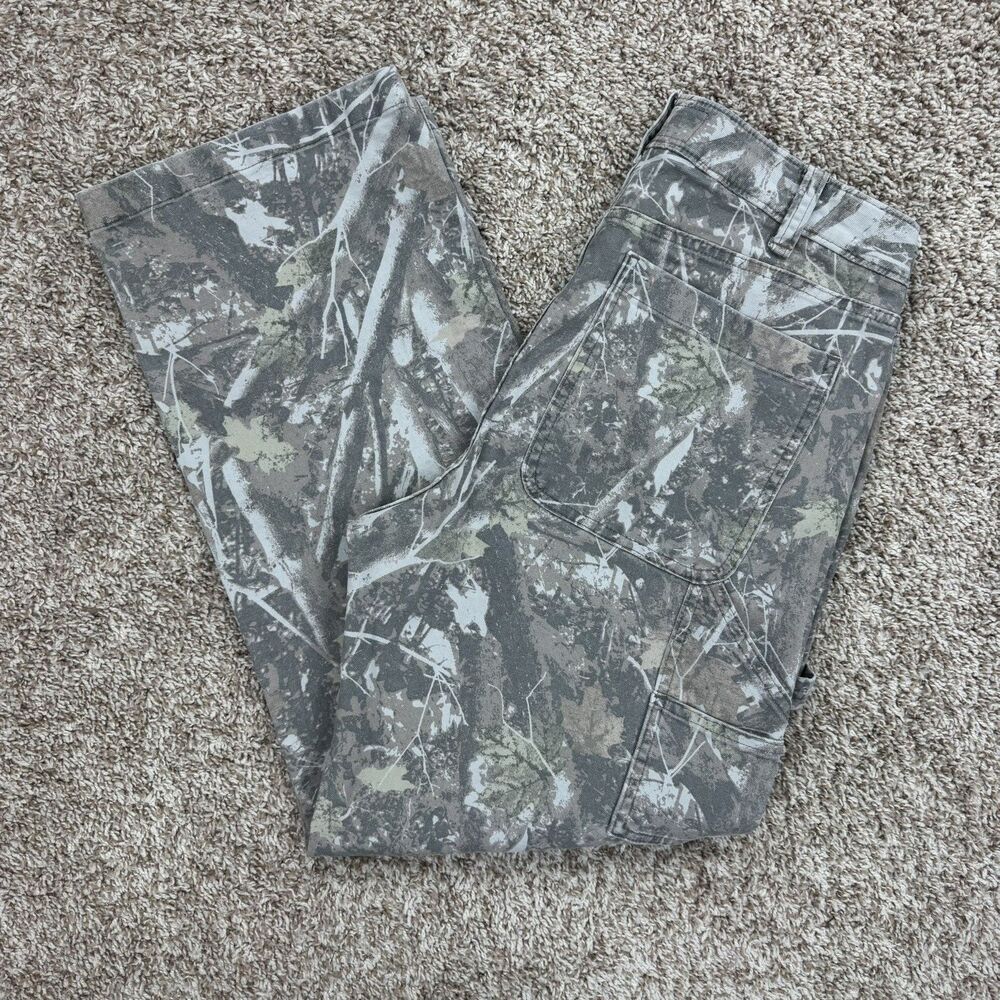 Abercrombie & Fitch Baggy Carpenter Pants Mens 30x30 Tree Camo Canvas Workwear